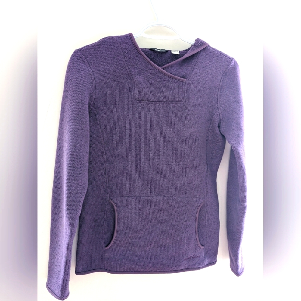 Eddie Bauer Fleece Hooded Outdoor Sweatshirt Purple with Pockets Size S‎